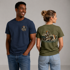 Vintage Skeleton Fisherman Graphic Apparel (T-Shirts & Hoodies)