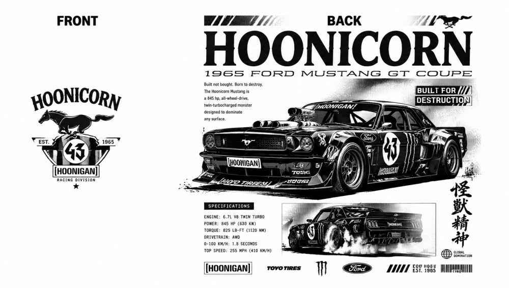 Hoonicorn Mustang GT Retro Drift Graphic Apparel Collection