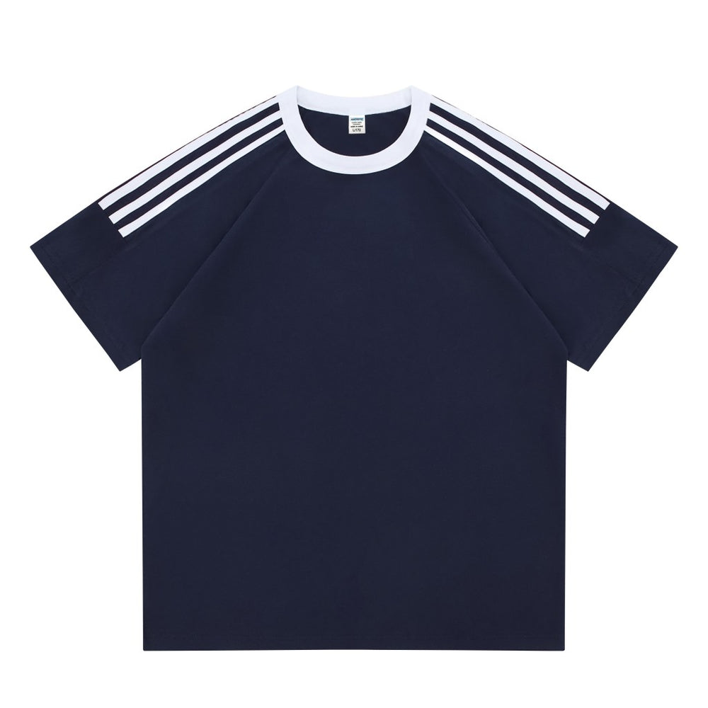 Custom Drop-Shoulder 3-Stripe T-Shirt | 100% Cotton Team Merch - MintiClothing