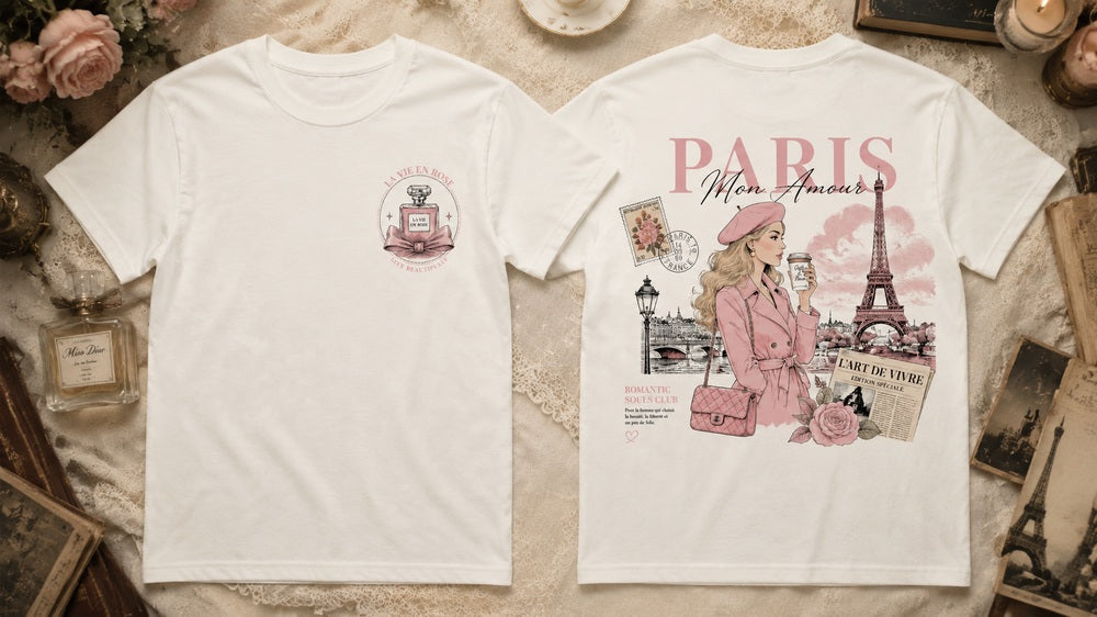 La Vie En Rose Parisian Romance Graphic Apparel Collection (T-Shirts and Hoodies)