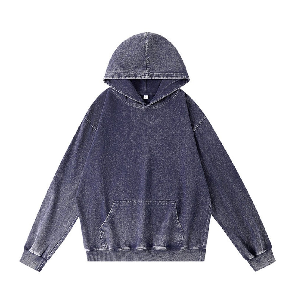 Vintage Acid Washed Heavyweight Hoodie | Retro Distressed Cotton Pullover