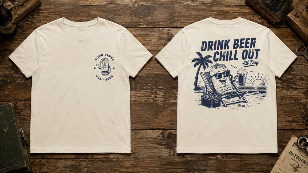 Chill Out Beer Can Retro Graphic Apparel Collection