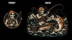 Vintage Skeleton Fisherman Graphic Apparel (T-Shirts & Hoodies)
