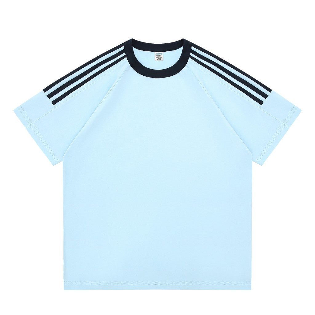 Custom Drop-Shoulder 3-Stripe T-Shirt | 100% Cotton Team Merch - MintiClothing