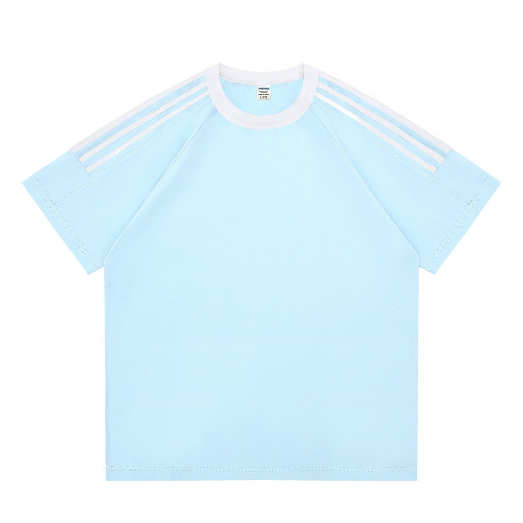 Custom Drop-Shoulder 3-Stripe T-Shirt | 100% Cotton Team Merch - MintiClothing