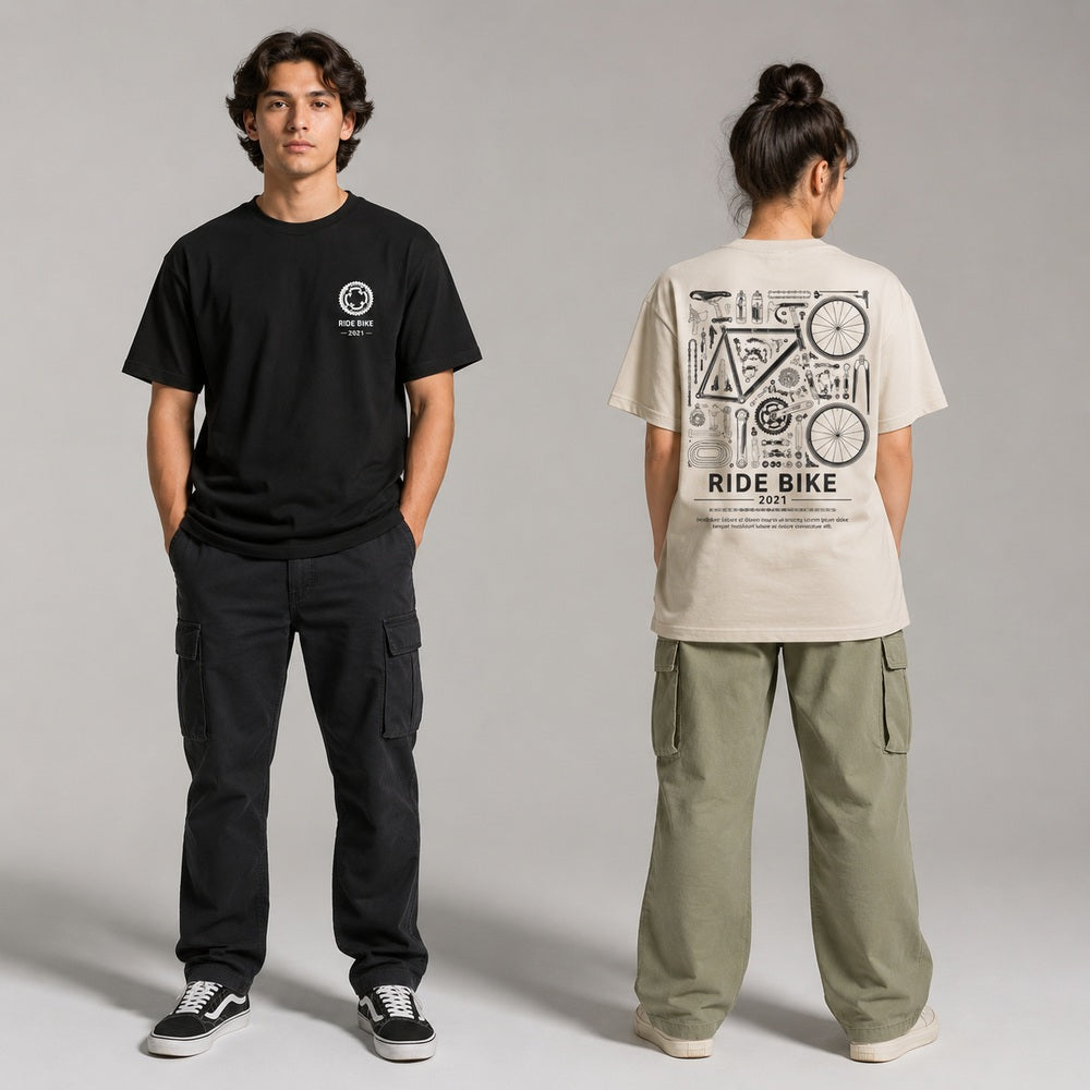 Ride Bike Vintage Mechanical Blueprint Graphic Apparel Collection (T-Shirts and Hoodies)