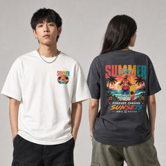 Summer Vibes Sunset Surf Anime Beach Graphic Apparel Collection