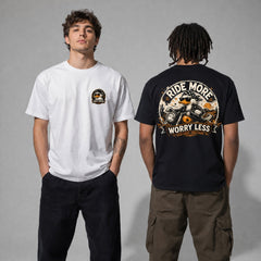 Ride More Worry Less Biker Duck Graphic Apparel Collection