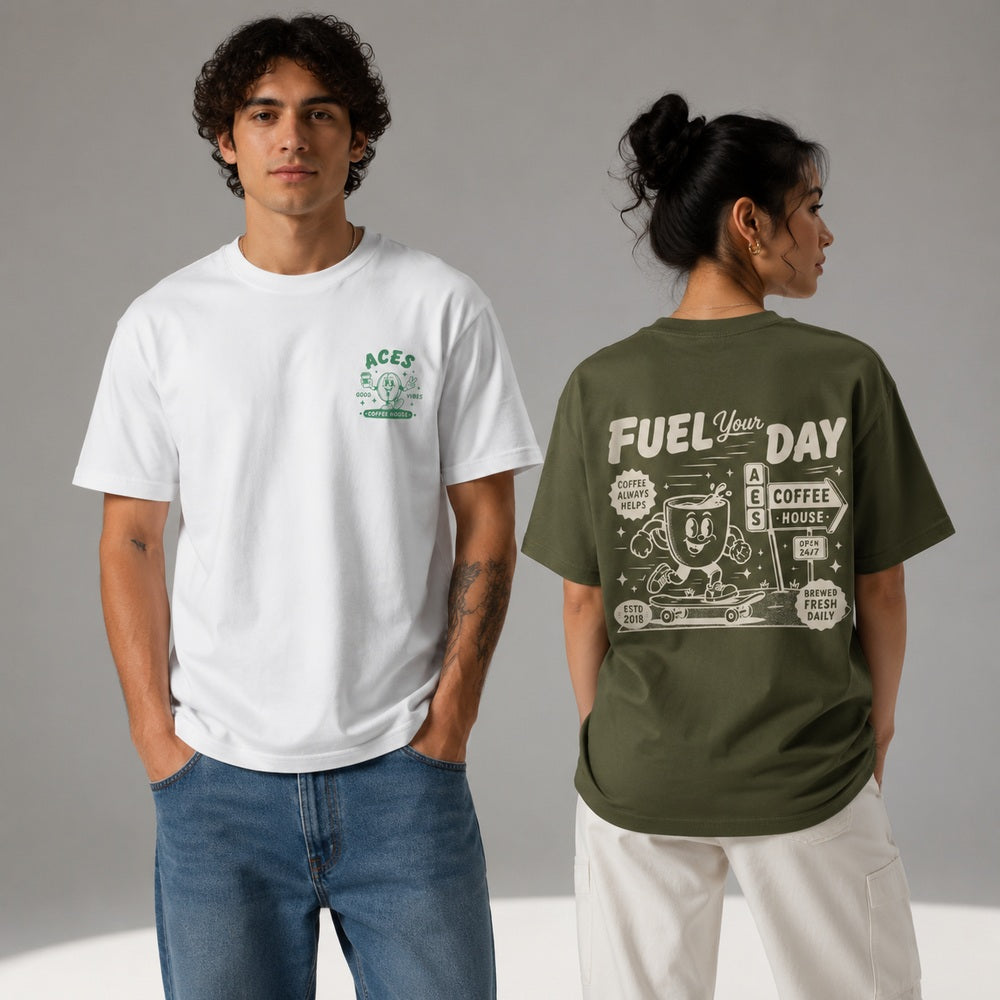 Aces Coffee House Retro Mascot Graphic Apparel (T-Shirts and Hoodies)