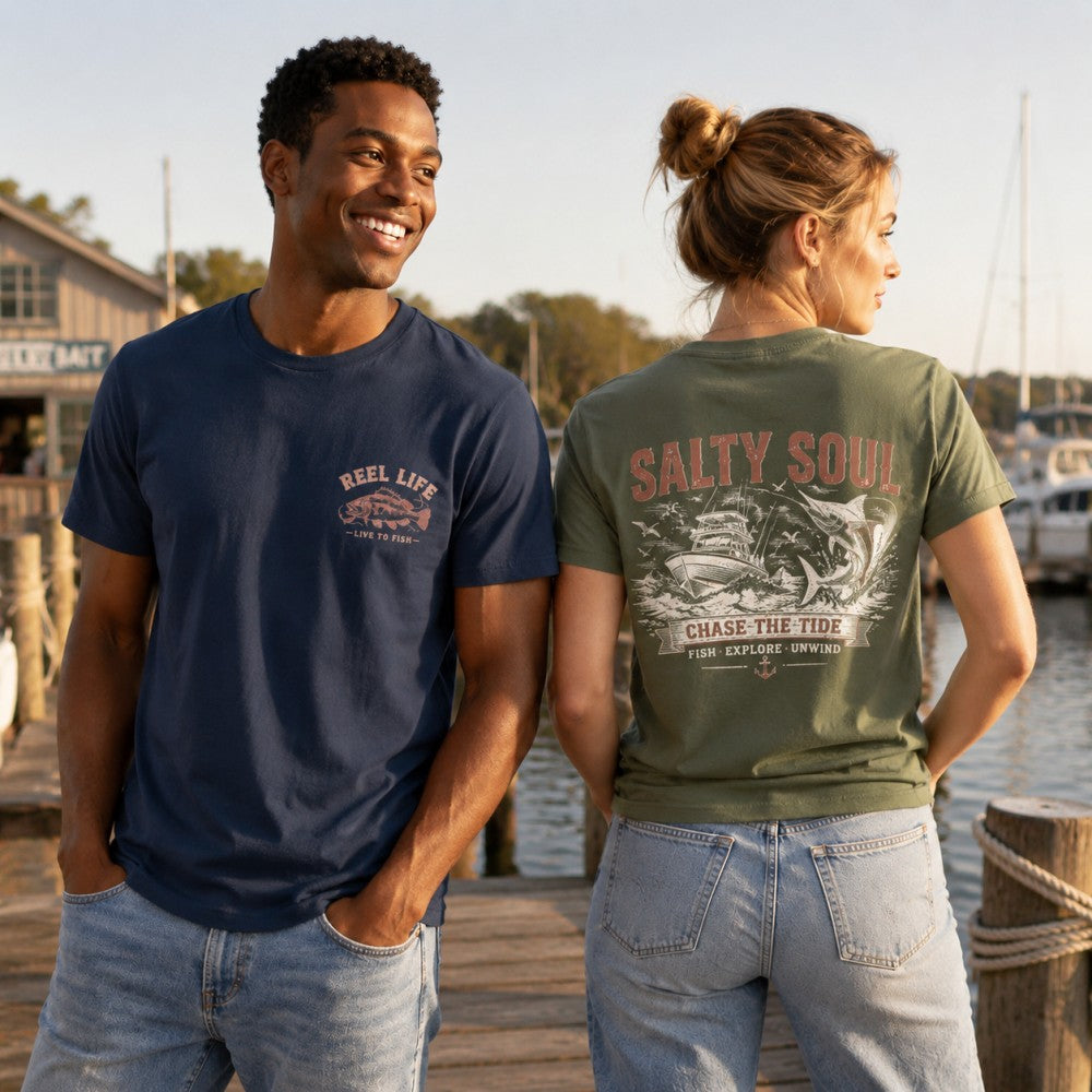 Salty Soul Maritime Vintage Fishing Graphic T-Shirts & Hoodies