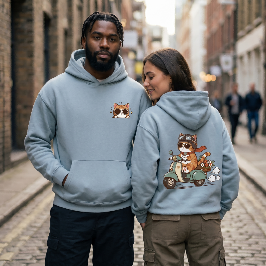 Retro Scooter Cat Graphic Apparel Collection (T-Shirts & Hoodies)（副本）