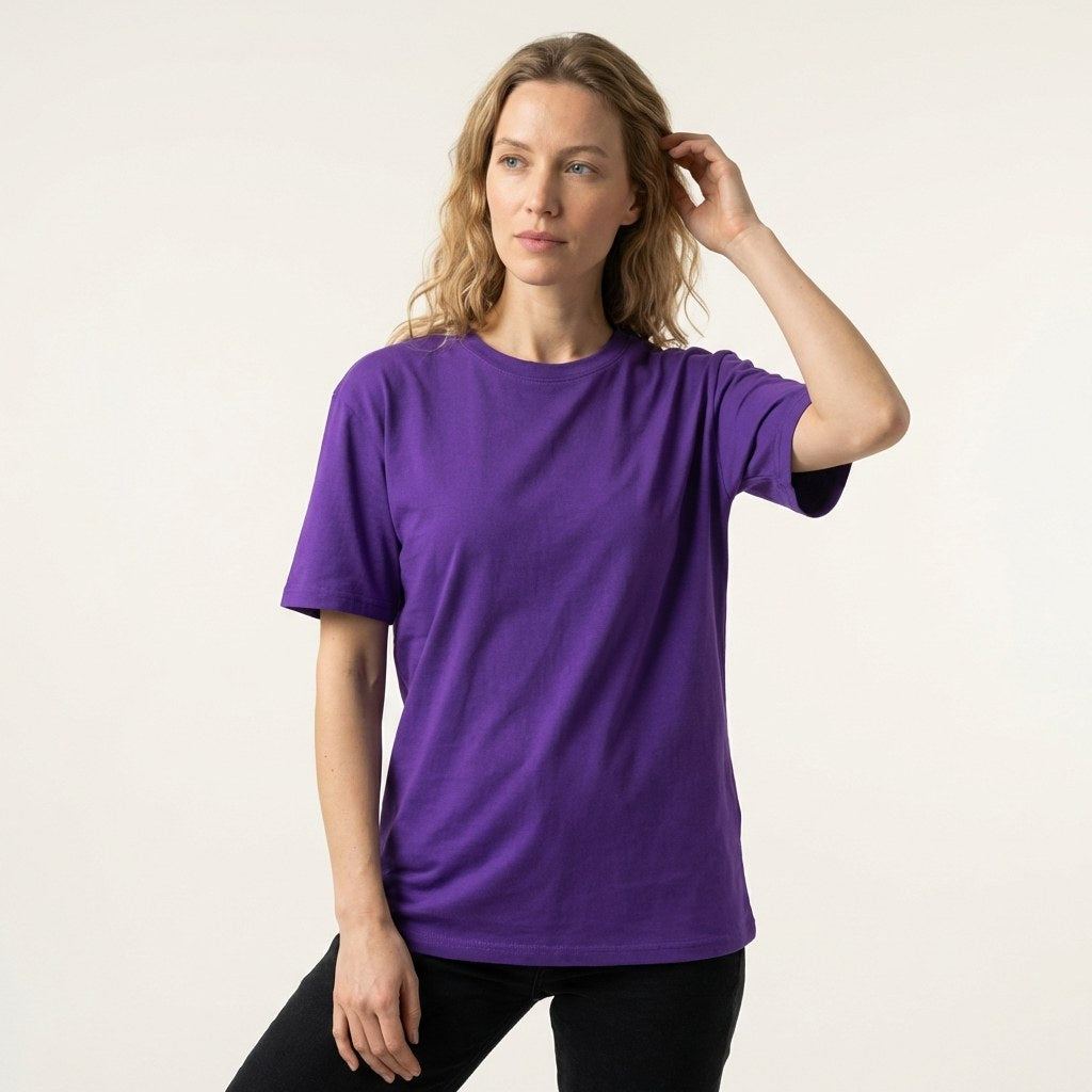 Vibrant_purple_100_cotton_t-shirt_fit_guide_for_personal_brand_clothing