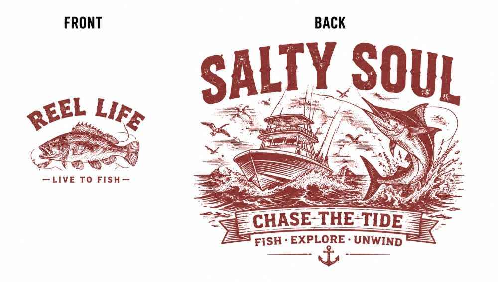 Salty Soul Maritime Vintage Fishing Graphic T-Shirts & Hoodies