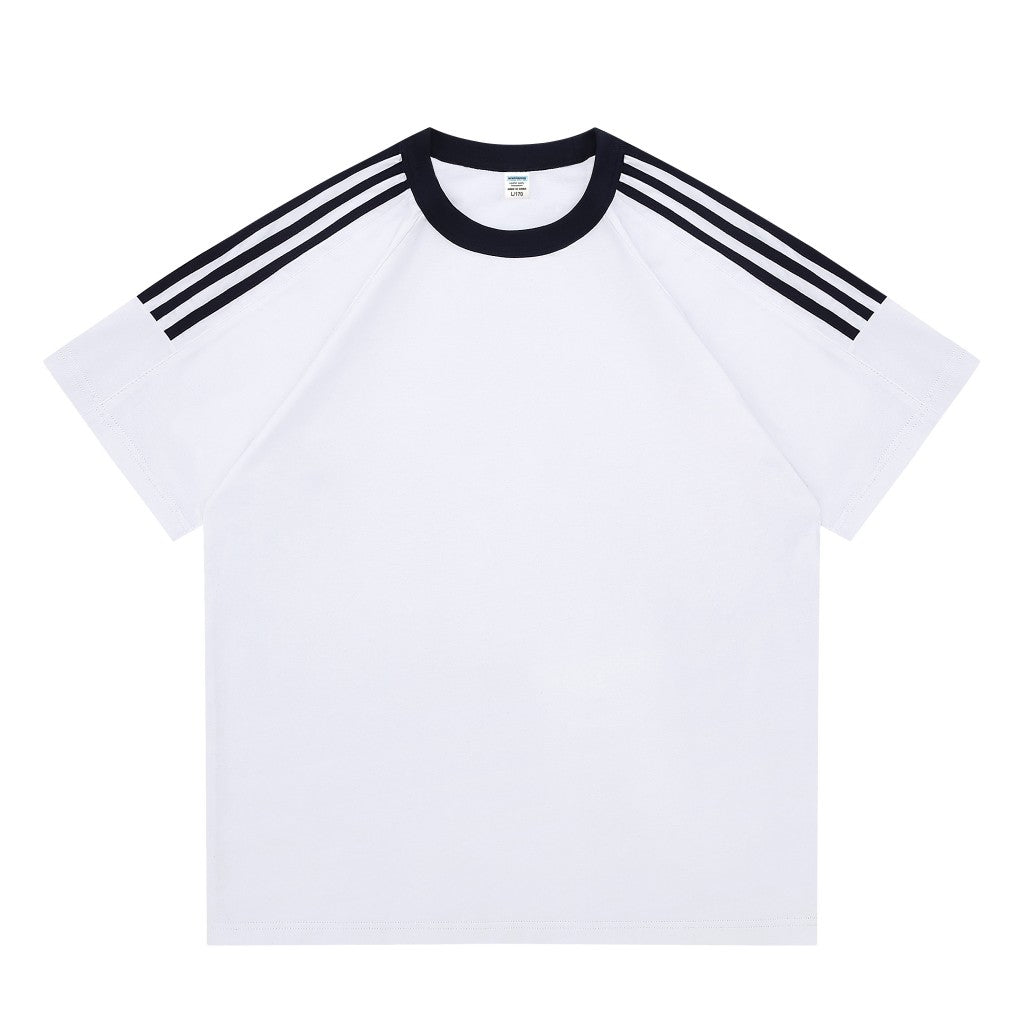 Custom Drop-Shoulder 3-Stripe T-Shirt | 100% Cotton Team Merch - MintiClothing