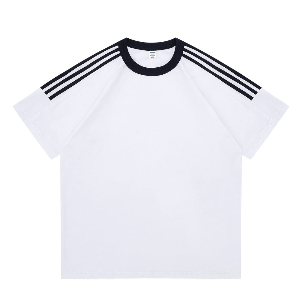 Custom Drop-Shoulder 3-Stripe T-Shirt | 100% Cotton Team Merch - MintiClothing