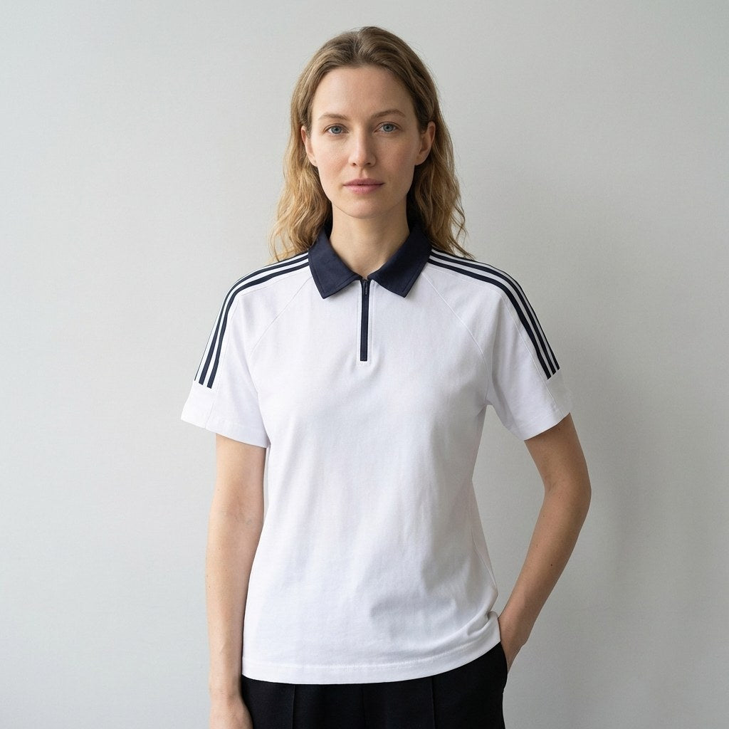 Custom Quarter-Zip Polo Shirt | 100% Cotton 3-Stripe Team Apparel