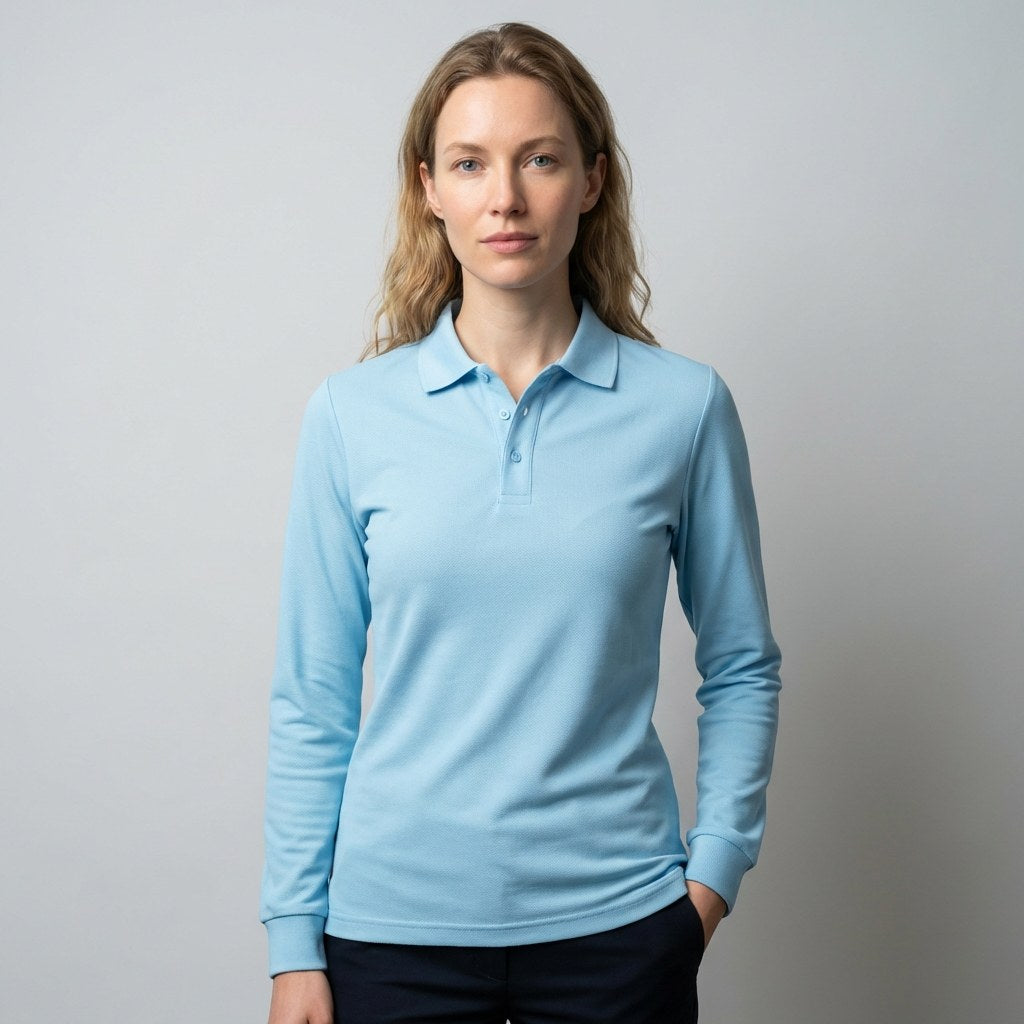 Premium Custom Long Sleeve Polo - Mercerized Cotton Pique Uniforms