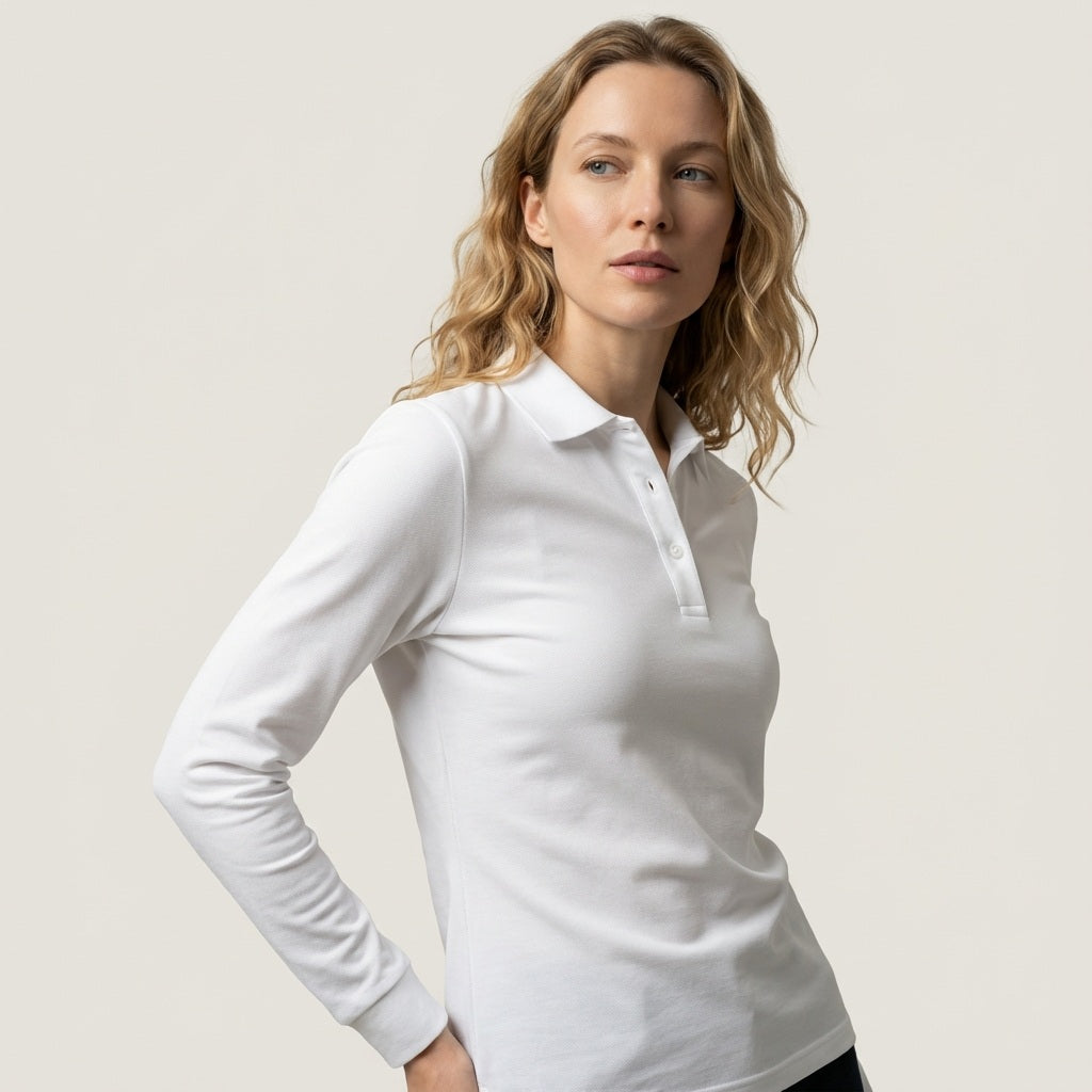 Custom Long Sleeve Polo Shirt | Mercerized Cotton Pique | Team Uniforms & Workwear