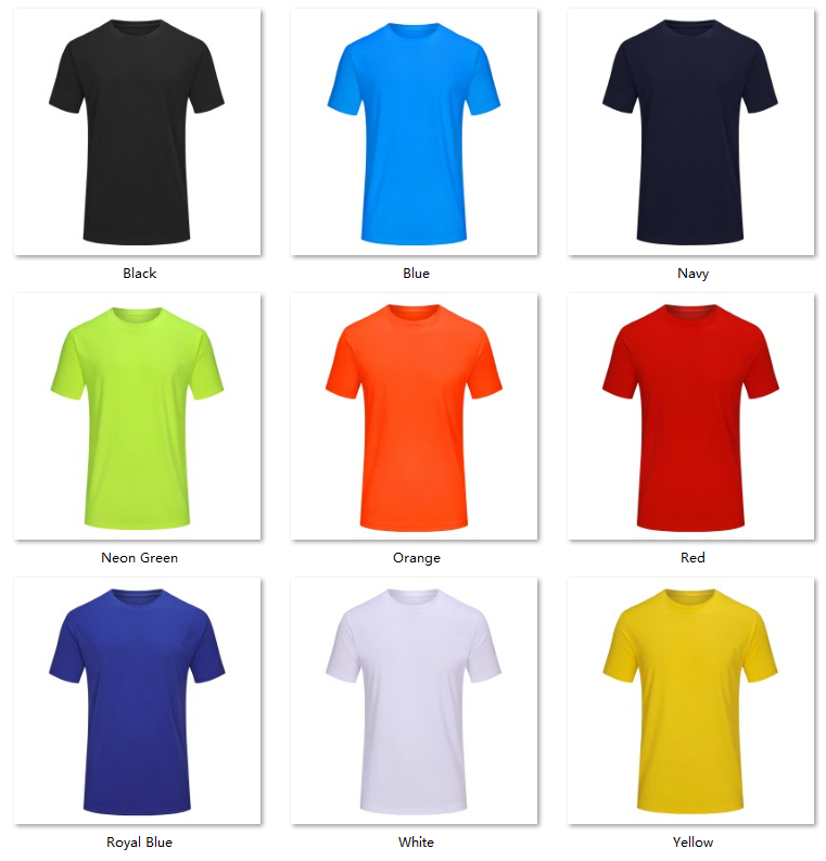 Custom Youth Quick-Dry T-Shirt | 100% Polyester Team Activewear Color Sheet