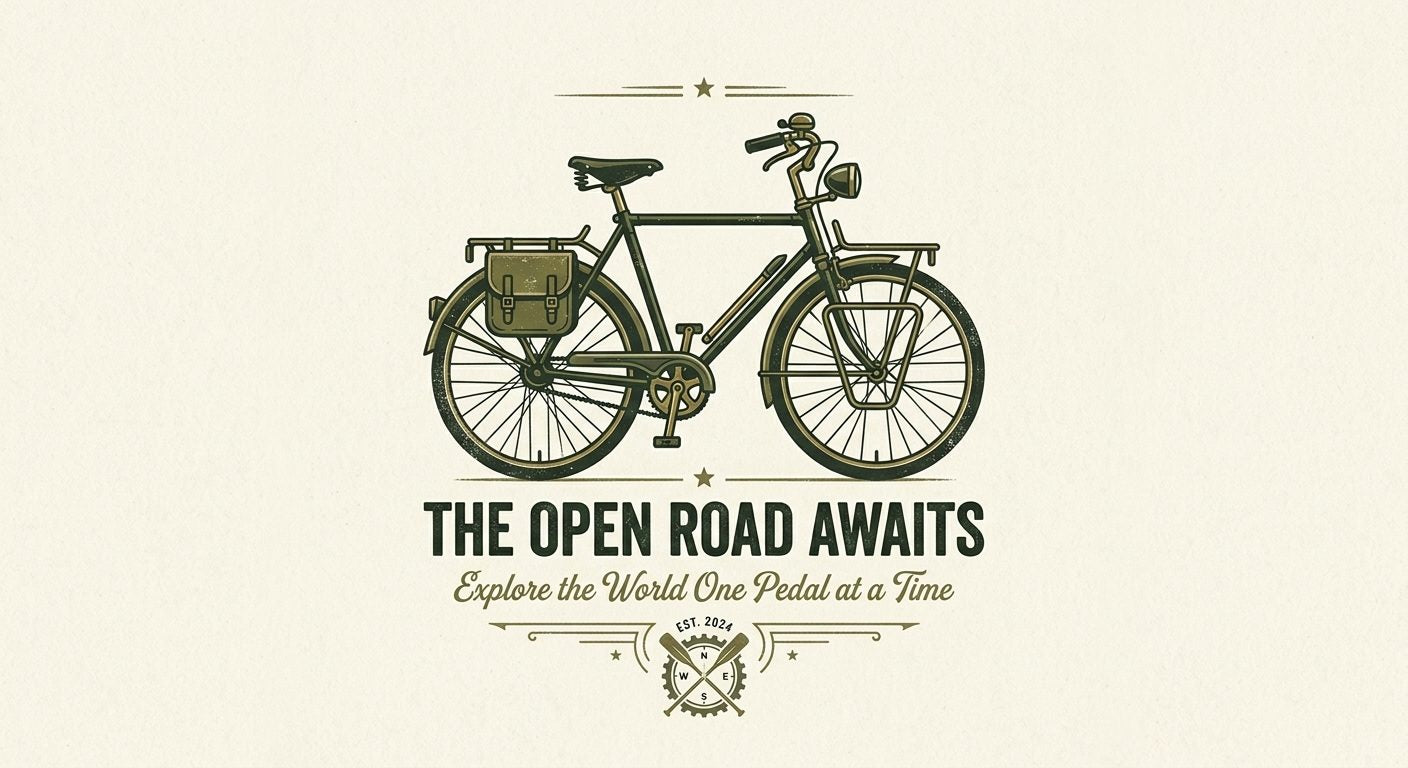 Retro Touring Heritage Cycling Graphic - The Open Road Awaits