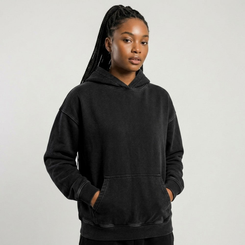 Vintage Acid Washed Heavyweight Hoodie | Retro Distressed Cotton Pullover