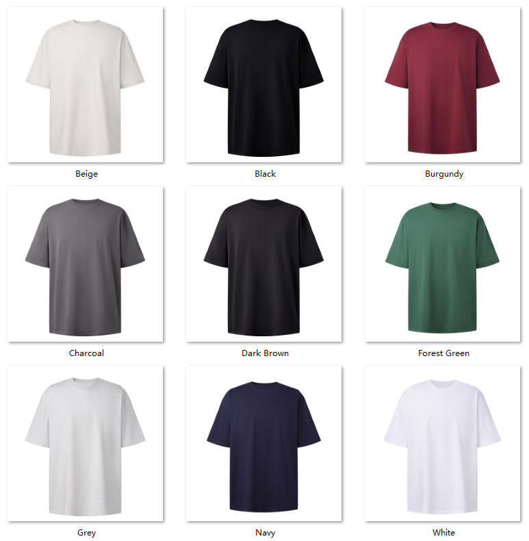 Premium Custom Heavyweight Cotton T-Shirt | 260gsm Brand Merch Color Sheet